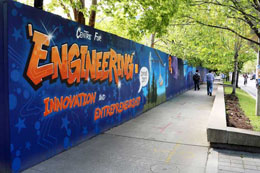 Graffiti on engineering hoarding 