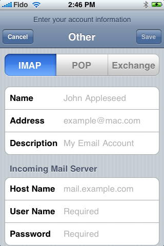 how to set up imap mail on iphone