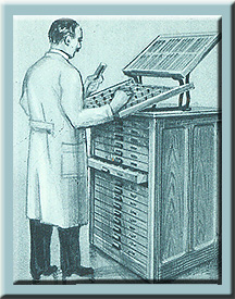 Twentieth Century Illustration of a Printer Composing Text
