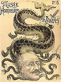 "Dreyfus le traître affiche de la série du Musée des Horreurs par Lenepveu, 1899.