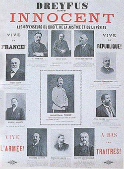 "Dreyfus est innocent", affiche dreyfusarde
