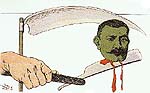Une caricature du suicide d'Henry, une carte postale